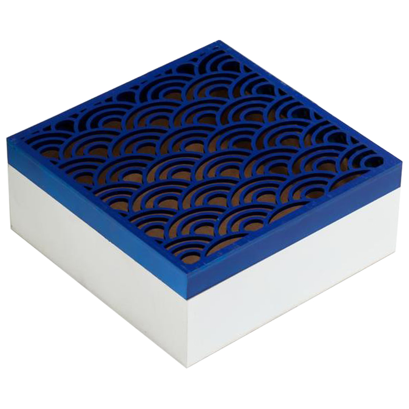 Шкатулка Deep Blue Scales Pattern Box Белый Синий Шкатулка Deep Blue Scales Pattern Box Белый Синий во Владивостоке | Loft Concept