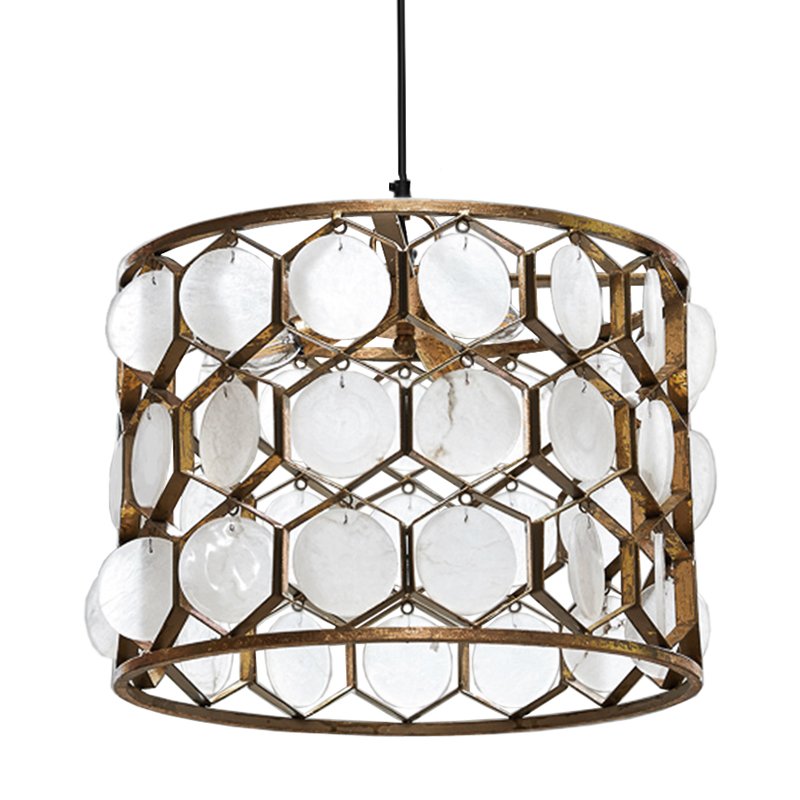 Seashell Cylinder pendant lamp Белый Позолоченная ржавчина Seashell Cylinder pendant lamp Белый Позолоченная ржавчина во Владивостоке | Loft Concept