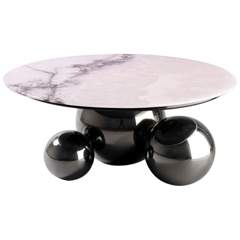 Кофейный стол Ball Metal Graphite Coffee Table Графит Белый Мрамор Bianco во Владивостоке | Loft Concept 
