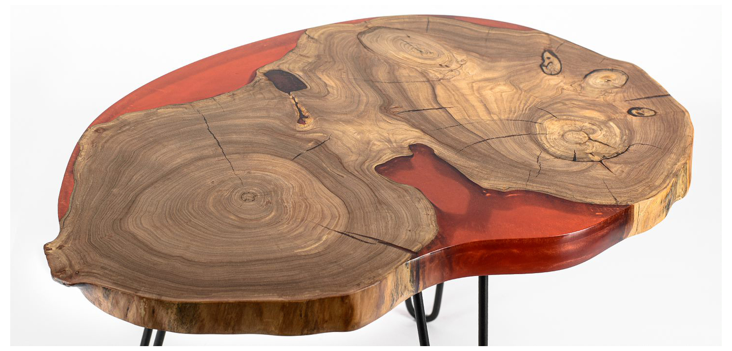 Кофейный стол карагач + красная смола - фото №1