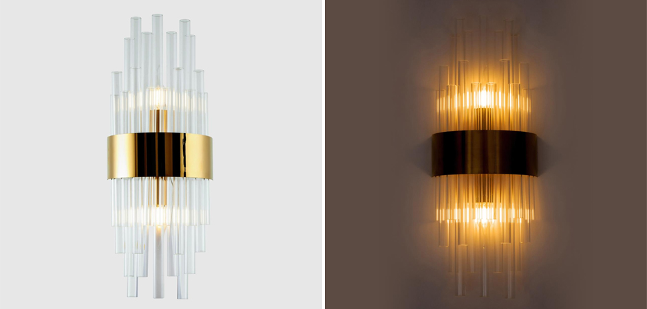 Бра на 2 лампы Flutes Gold Бра на 2 лампы Flutes Gold - Loft-Concept во Владивостоке