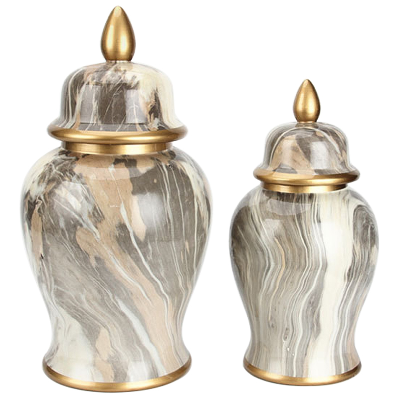 Ваза с крышкой Grey Colored Rainbow Vase Серо-бежевый Золотой Ваза с крышкой Grey Colored Rainbow Vase Серо-бежевый Золотой во Владивостоке | Loft Concept