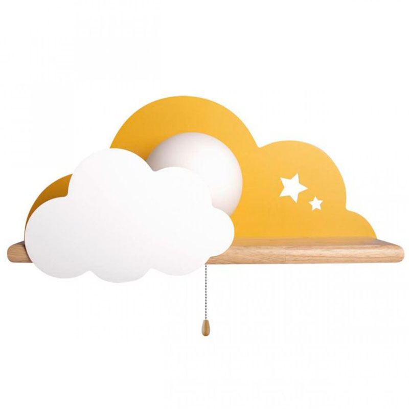 Бра с полкой желтое Облако Wall Lamp Yellow Cloud Желтый Древесина Бра с полкой желтое Облако Wall Lamp Yellow Cloud Желтый Древесина во Владивостоке | Loft Concept