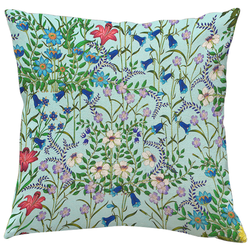 Декоративная подушка Стиль Gucci Wildflowers Blue Светло-голубой Мульти Декоративная подушка Стиль Gucci Wildflowers Blue Светло-голубой Мульти во Владивостоке | Loft Concept
