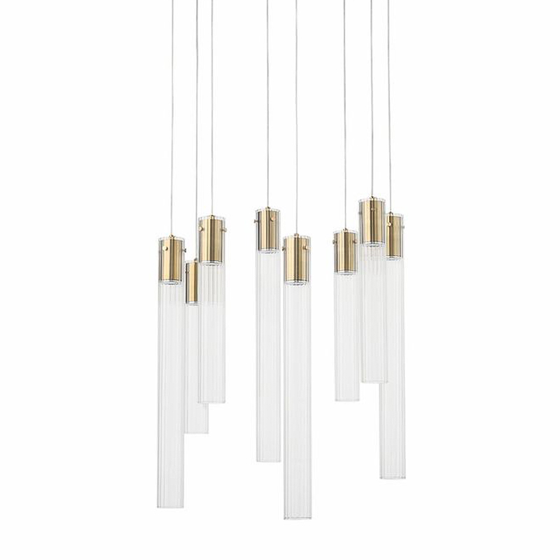 Люстра Jenae Glass Tubes Chandelier 8 Прозрачное Стекло Латунь во Владивостоке | Loft Concept 