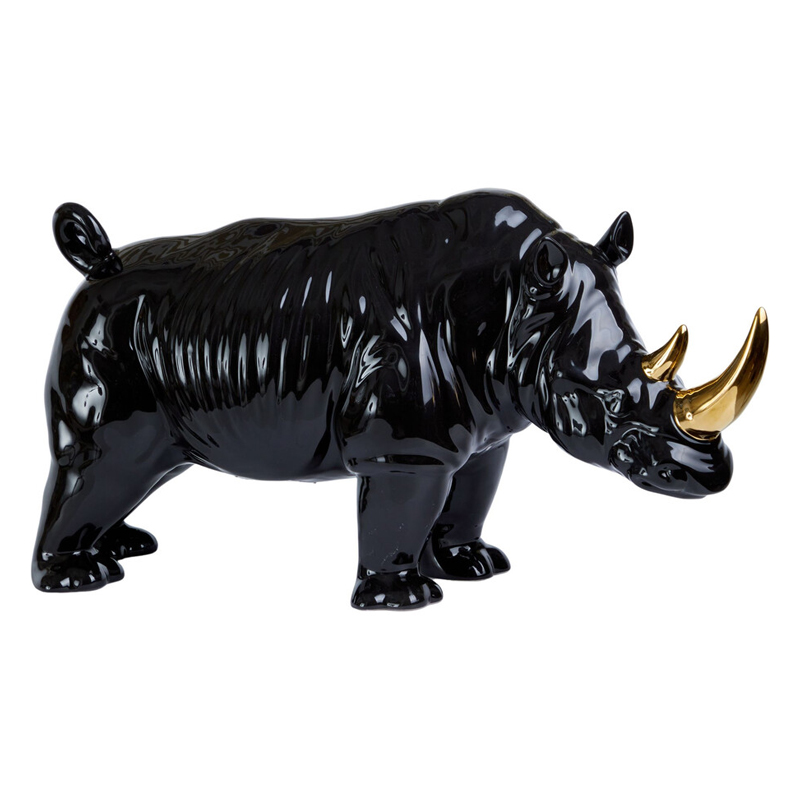 Статуэтка черный носорог с золотыми рогами Golden Horned Black Rhino Черный Золотой Статуэтка черный носорог с золотыми рогами Golden Horned Black Rhino Черный Золотой во Владивостоке | Loft Concept