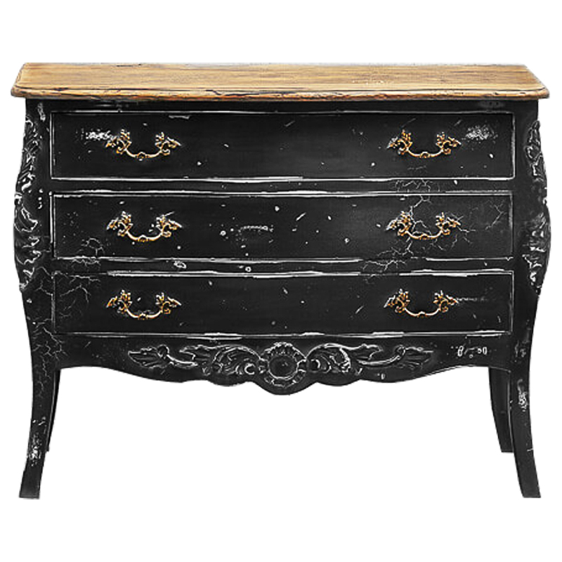 Комод в стиле прованс Carved Black Vintage Commode Черный Коричневый Винтажный черный Комод в стиле прованс Carved Black Vintage Commode Черный Коричневый Винтажный черный во Владивостоке | Loft Concept