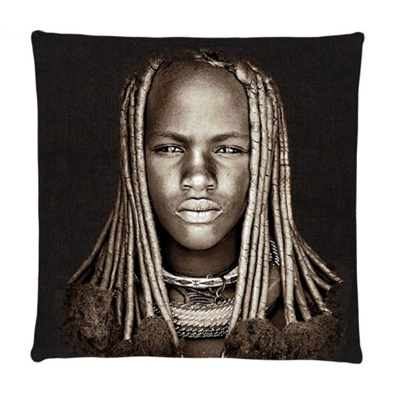 Декоративная Подушка Himba Girl Namibia Черный Серый Декоративная Подушка Himba Girl Namibia Черный Серый во Владивостоке | Loft Concept