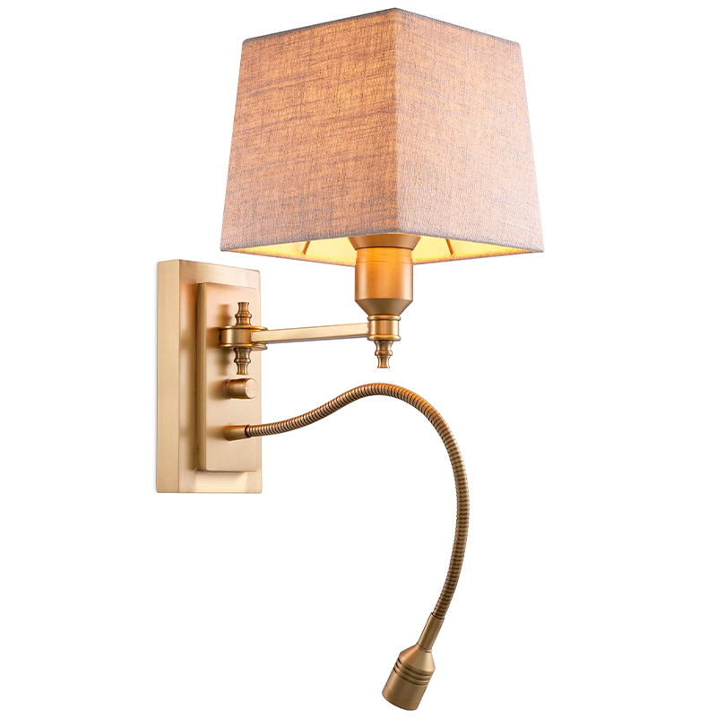 Бра Eichholtz Wall Lamp Ellington Brass Бежево-серый Латунь Бра Eichholtz Wall Lamp Ellington Brass Бежево-серый Латунь во Владивостоке | Loft Concept