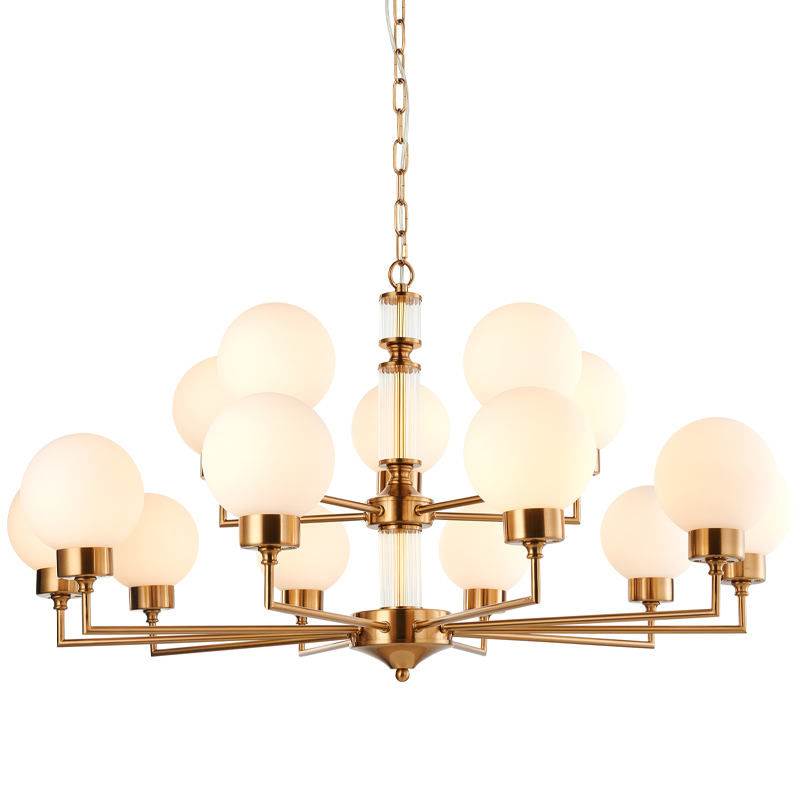 Люстра Zibille Chandelier Brass 93 Латунь Белое матовое стекло Прозрачный Люстра Zibille Chandelier Brass 93 Латунь Белое матовое стекло Прозрачный во Владивостоке | Loft Concept