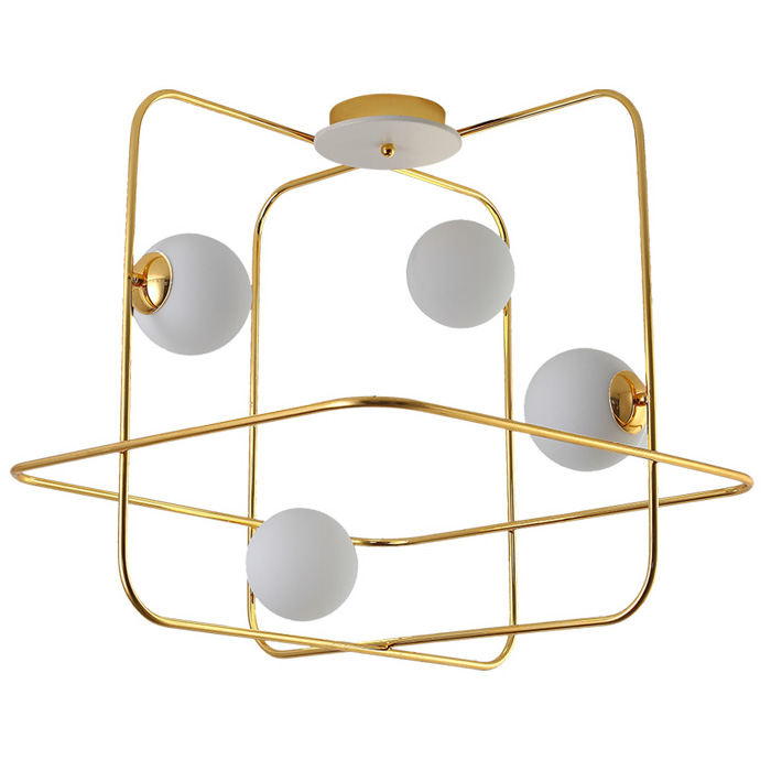 Люстра Broken Squares Balls Brass Белый Латунь Люстра Broken Squares Balls Brass Белый Латунь во Владивостоке | Loft Concept