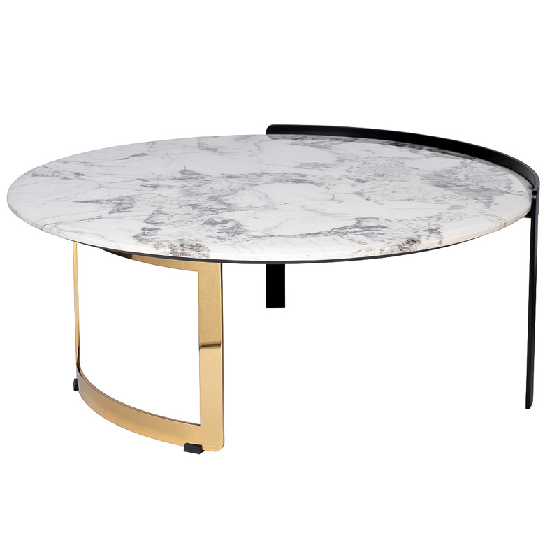 Кофейный стол Rodgeir Coffee Table Черный Глянцевое золото Белый Мрамор Bianco Кофейный стол Rodgeir Coffee Table Черный Глянцевое золото Белый Мрамор Bianco во Владивостоке | Loft Concept