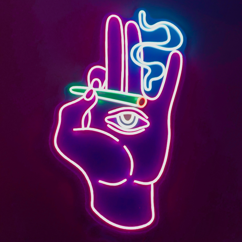 Неоновая настенная лампа Smoking Hand Neon Wall Lamp Розовый Мульти Неоновая настенная лампа Smoking Hand Neon Wall Lamp Розовый Мульти во Владивостоке | Loft Concept