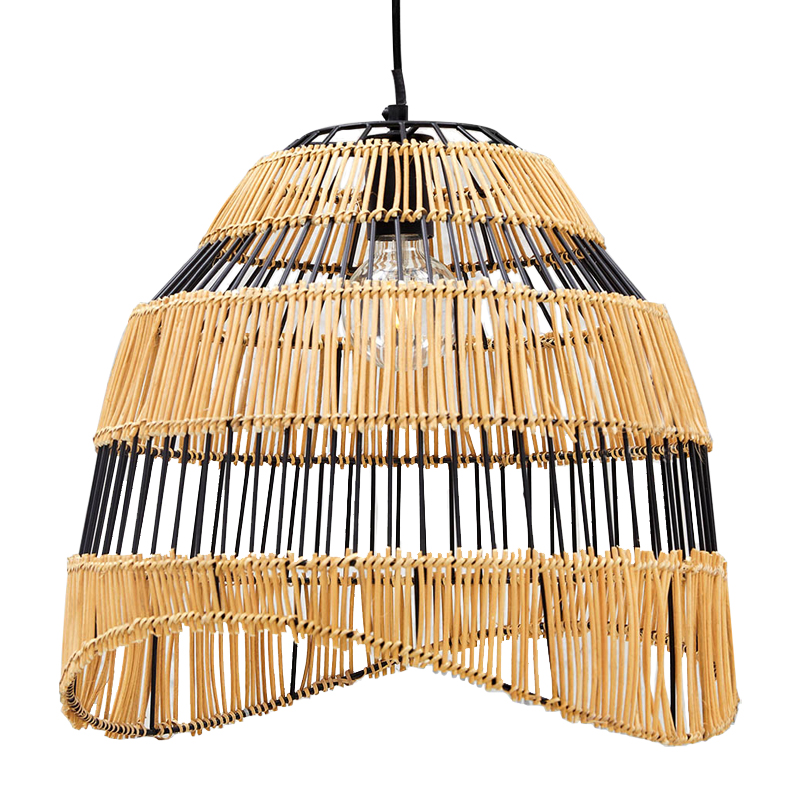 Люстра с плетеным абажуром Narayan Wicker Chandelier Древесина Черный Люстра с плетеным абажуром Narayan Wicker Chandelier Древесина Черный во Владивостоке | Loft Concept