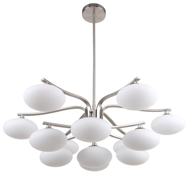 Oval Balls Mushrooms Chandelier 13 Silver Серебряный Прозрачный белый Oval Balls Mushrooms Chandelier 13 Silver Серебряный Прозрачный белый во Владивостоке | Loft Concept