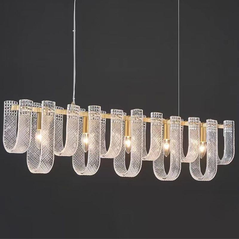 Линейная Люстра Prudence Textured Glass Linear Chandelier B Прозрачное Стекло Золотой Линейная Люстра Prudence Textured Glass Linear Chandelier B Прозрачное Стекло Золотой во Владивостоке | Loft Concept