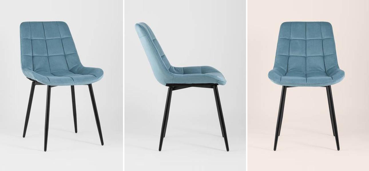 Стул NANCY Chair Голубой Велюр - фото