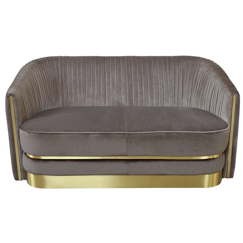 Диван двухместный велюр Bolger sofa Серый Золотой Диван двухместный велюр Bolger sofa Серый Золотой во Владивостоке | Loft Concept