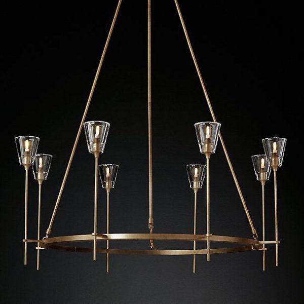 Люстра TORCHE DE VERRE Round Chandelier 8 Латунь Люстра TORCHE DE VERRE Round Chandelier 8 Латунь во Владивостоке | Loft Concept
