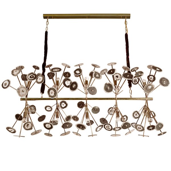 Люстра Burst Chandelier Natural Agate Line Глянцевое золото Бежево-серый Люстра Burst Chandelier Natural Agate Line Глянцевое золото Бежево-серый во Владивостоке | Loft Concept