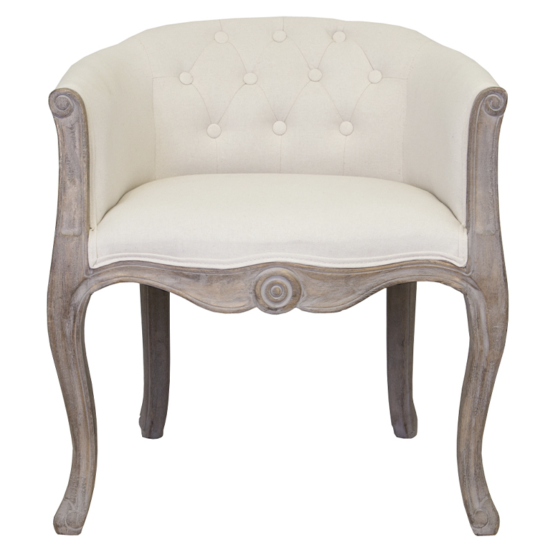 Кресло низкое в стиле прованс Бежевый Лен Louis French Armchair Бежевый Коричневый Кресло низкое в стиле прованс Бежевый Лен Louis French Armchair Бежевый Коричневый во Владивостоке | Loft Concept