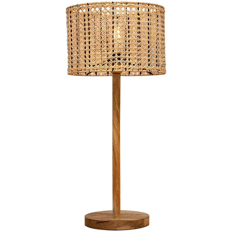 Деревянная настольная лампа с абажуром из ротанга Tamari Wicker Table Lamp Древесина Деревянная настольная лампа с абажуром из ротанга Tamari Wicker Table Lamp Древесина во Владивостоке | Loft Concept