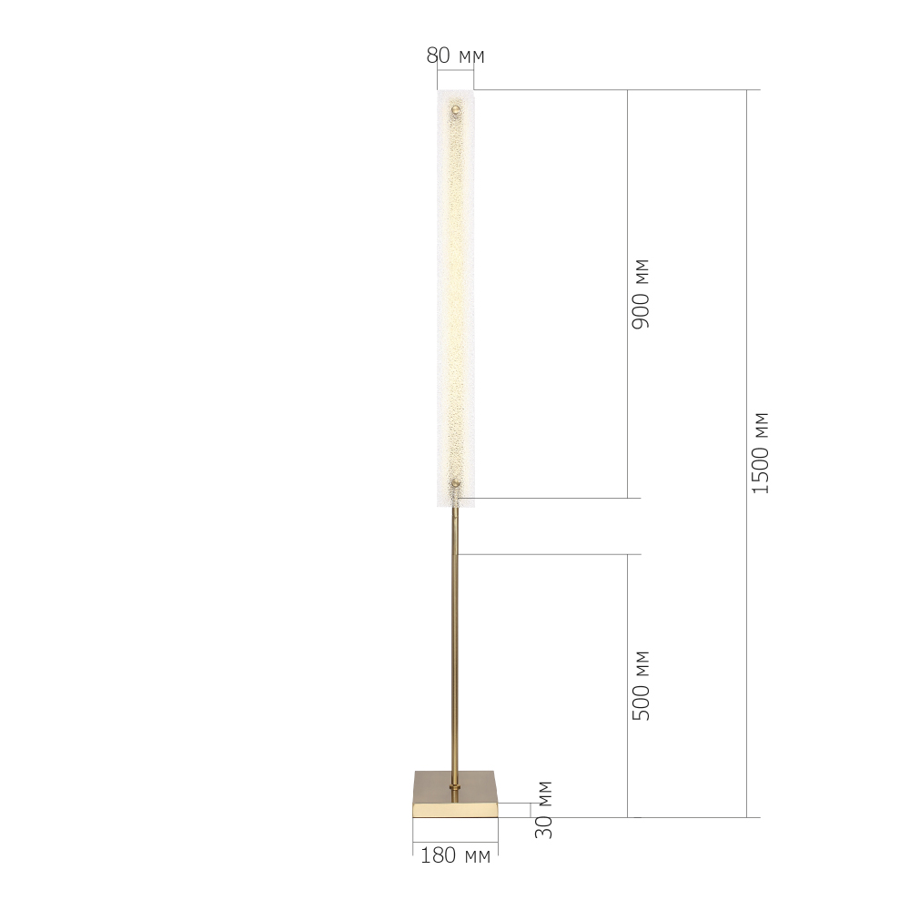 Торшер с прямоугольным плафоном с эффектом морозного стекла Freezing во Владивостоке
