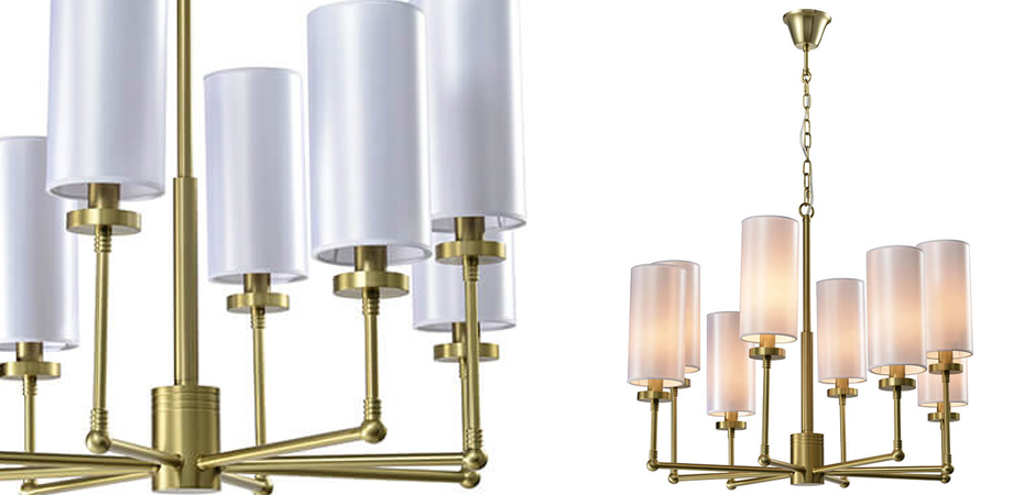 Люстра Fabric Lampshade Brass 8 Люстра Fabric Lampshade Brass 8 - Loft-Concept во Владивостоке