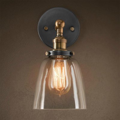 Бра Loft Clear Glass Cloche Прозрачное Стекло Бронза Черный матовый Бра Loft Clear Glass Cloche Прозрачное Стекло Бронза Черный матовый во Владивостоке | Loft Concept