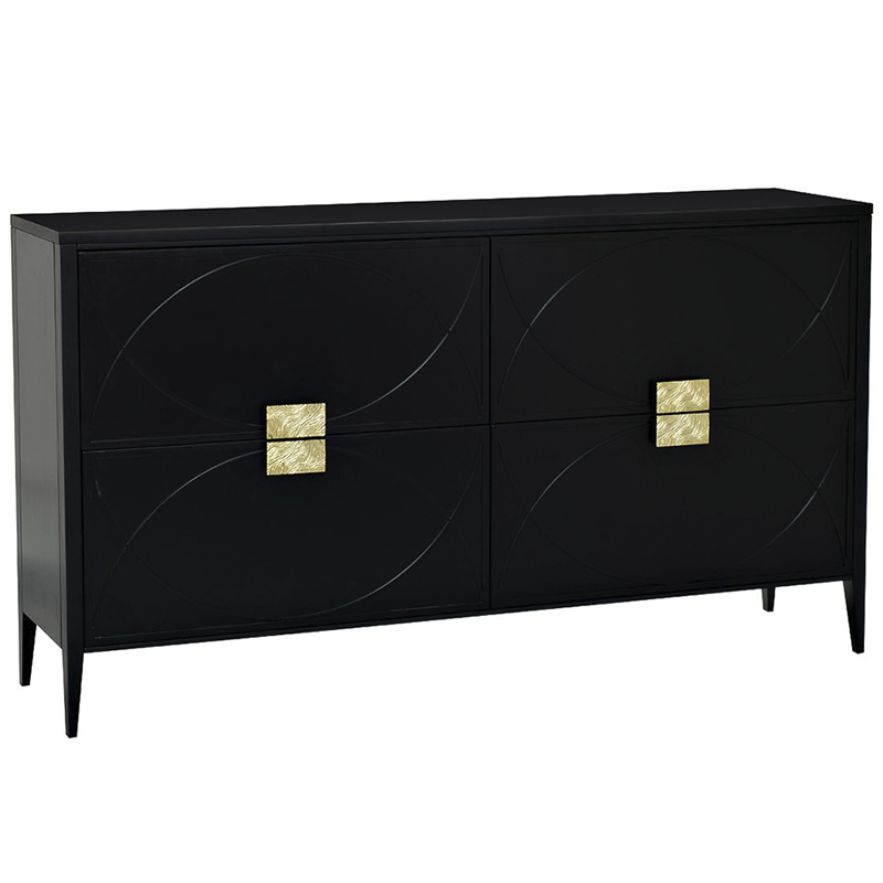 Комод с 4-мя ящиками Amelie Black Chest of Drawers Черный Черный Золотой Комод с 4-мя ящиками Amelie Black Chest of Drawers Черный Черный Золотой во Владивостоке | Loft Concept