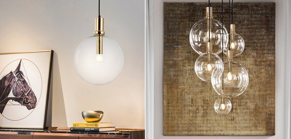 Подвесной светильник Glass Globe Gold Подвесной светильник Glass Globe Gold - Loft-Concept во Владивостоке