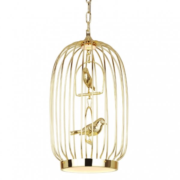 Люстра Birdcage Chandelier Two Gold Глянцевое золото Люстра Birdcage Chandelier Two Gold Глянцевое золото во Владивостоке | Loft Concept