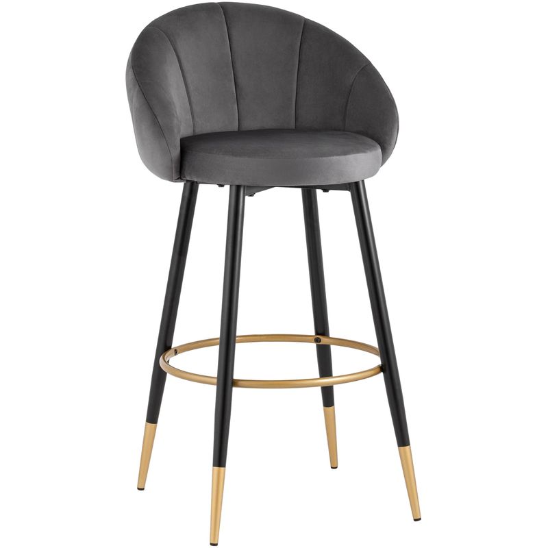 Барный Стул Alberto Chair Серый Велюр Серый Черный Золотой Барный Стул Alberto Chair Серый Велюр Серый Черный Золотой во Владивостоке | Loft Concept
