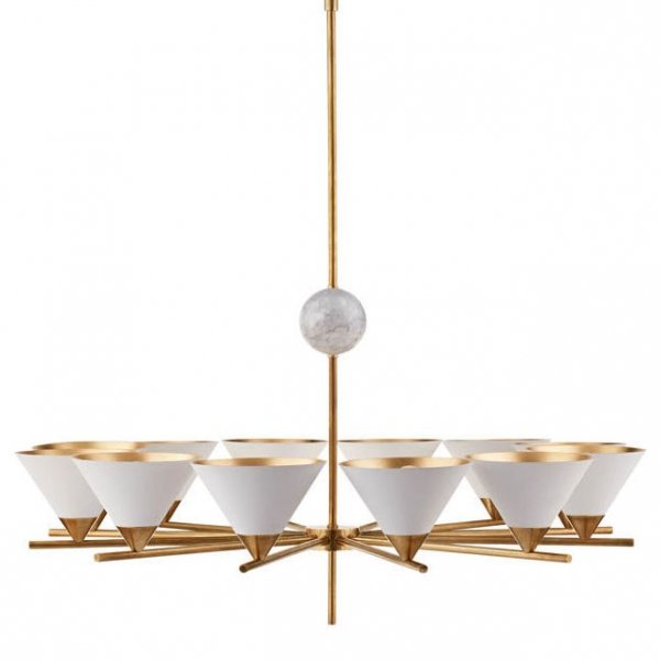 Люстра Cleo Large Chandelier Латунь Белый Люстра Cleo Large Chandelier Латунь Белый во Владивостоке | Loft Concept