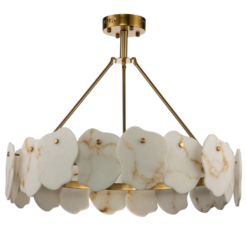 Люстра Мрамор Lucretia Marble Round Chandelier 80 см Латунь Белый Мрамор Bianco Люстра Мрамор Lucretia Marble Round Chandelier 80 см Латунь Белый Мрамор Bianco во Владивостоке | Loft Concept