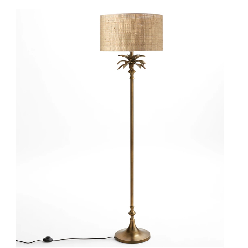 Торшер Palm Raphia Lampshade Латунь Торшер Palm Raphia Lampshade Латунь во Владивостоке | Loft Concept