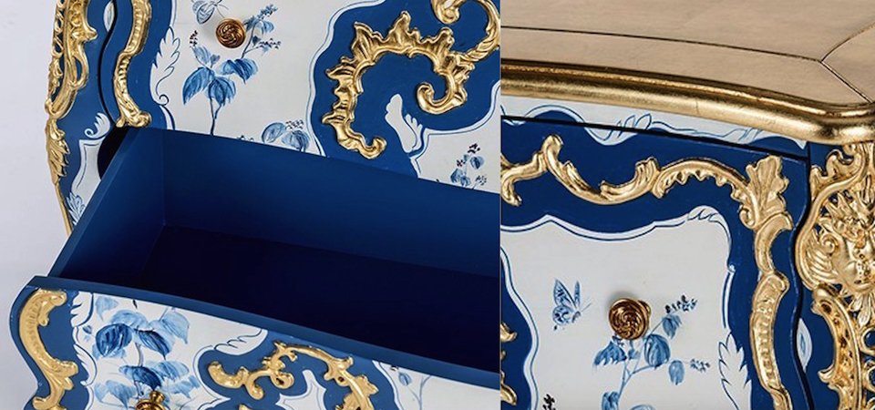 Комод в стиле рококо Rococo Casket Синий Комод в стиле рококо Rococo Casket Синий - Loft-Concept во Владивостоке