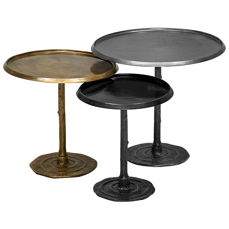 Набор приставных столиков Raimund side table Винтажная латунь Графит Набор приставных столиков Raimund side table Винтажная латунь Графит во Владивостоке | Loft Concept