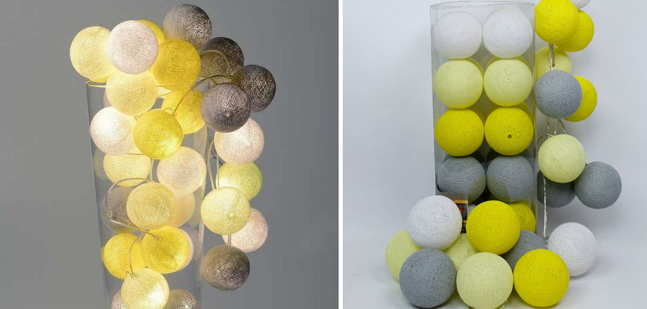 Гирлянда хлопковые фонарики Сotton Ball Yellow - Loft-Concept во Владивостоке