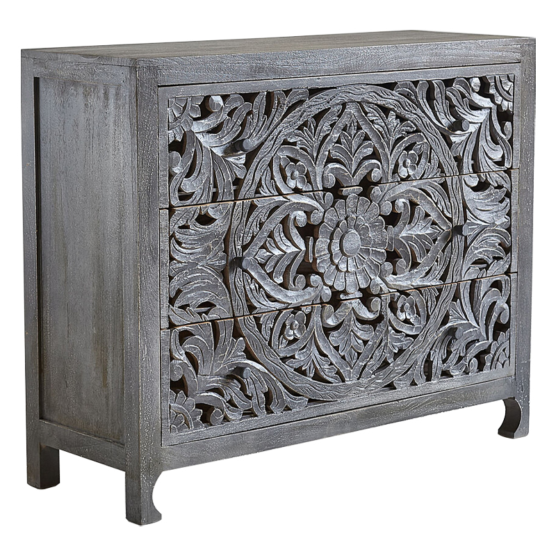 Комод Indian Antique White Furniture Chest of Drawers Kailash серый Серый Комод Indian Antique White Furniture Chest of Drawers Kailash серый Серый во Владивостоке | Loft Concept