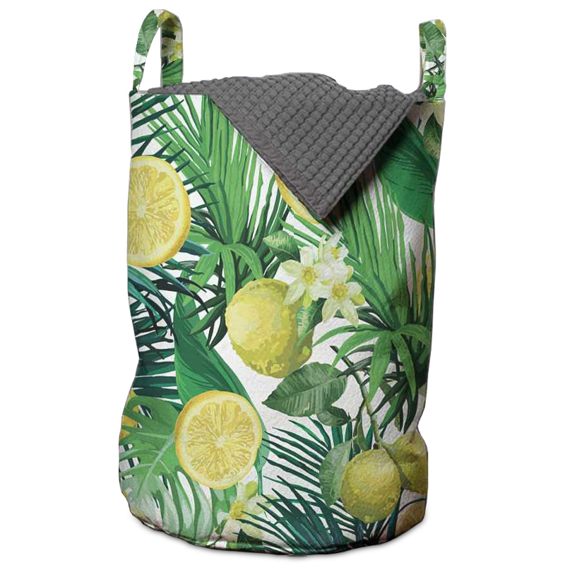Корзина Tropical Lemons Basket Зеленый Белый Желтый Корзина Tropical Lemons Basket Зеленый Белый Желтый во Владивостоке | Loft Concept