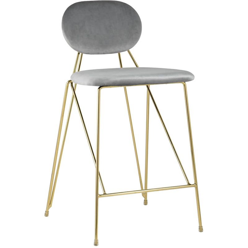 Полубарный Стул Alice Chair Светло-Серый Велюр Серый Золотой Полубарный Стул Alice Chair Светло-Серый Велюр Серый Золотой во Владивостоке | Loft Concept