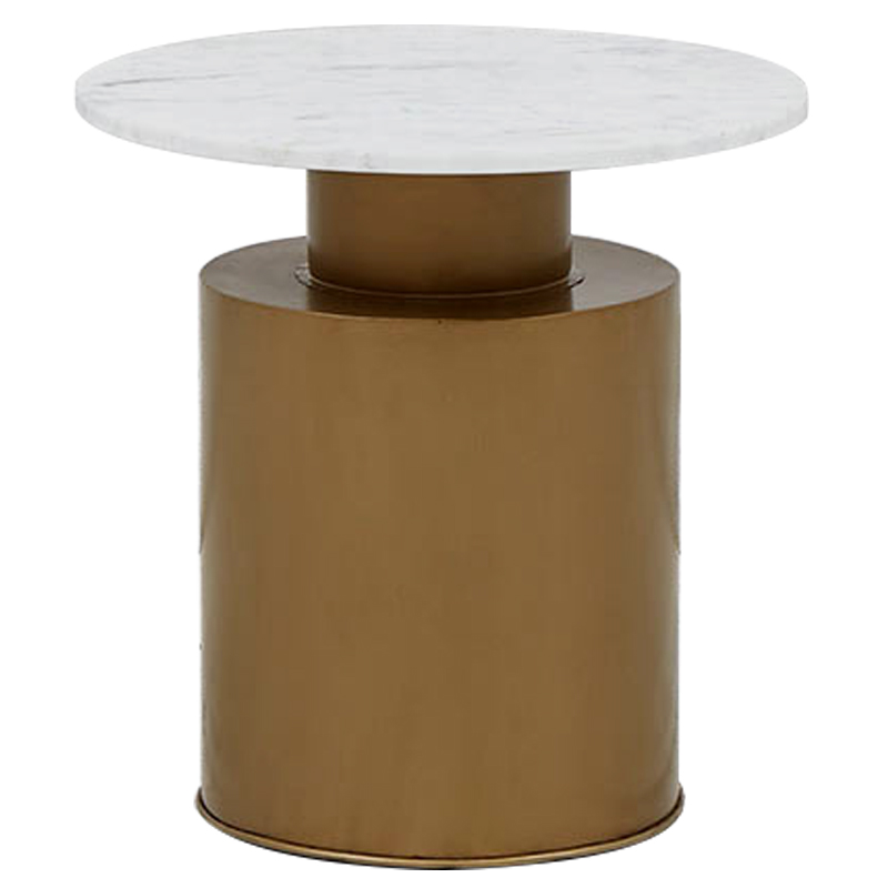 Приставной стол с мраморной столешницей Ela Marble Side Table Белый Мрамор Bianco Золотой Приставной стол с мраморной столешницей Ela Marble Side Table Белый Мрамор Bianco Золотой во Владивостоке | Loft Concept