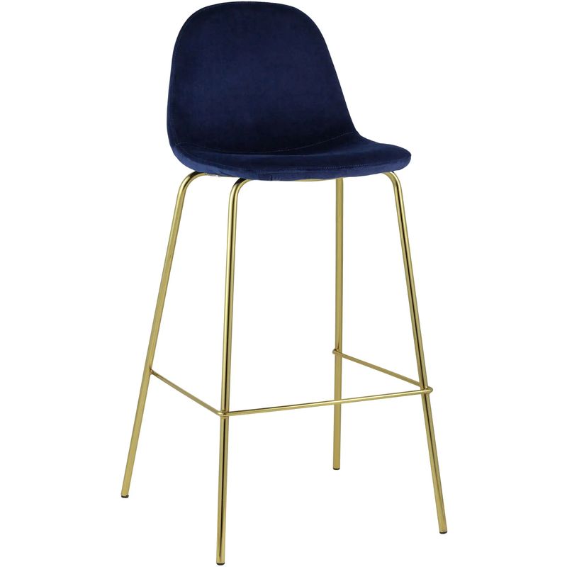 Барный Стул Archie Chair Синий Велюр Синий Золотой Барный Стул Archie Chair Синий Велюр Синий Золотой во Владивостоке | Loft Concept