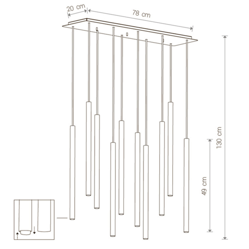 Светильник Trumpet Rectangle Black 10 плафонов Светильник Trumpet Rectangle Black 10 плафонов во Владивостоке
