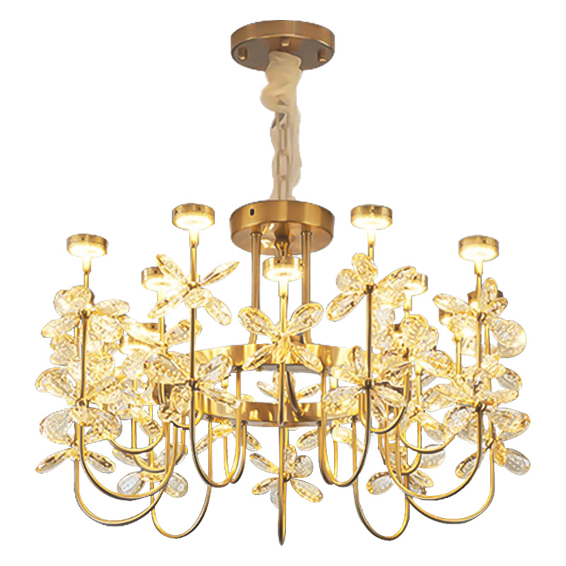 Люстра с хрустальными цветами Crystal Flowers Chandelier Золотой Прозрачный Люстра с хрустальными цветами Crystal Flowers Chandelier Золотой Прозрачный во Владивостоке | Loft Concept