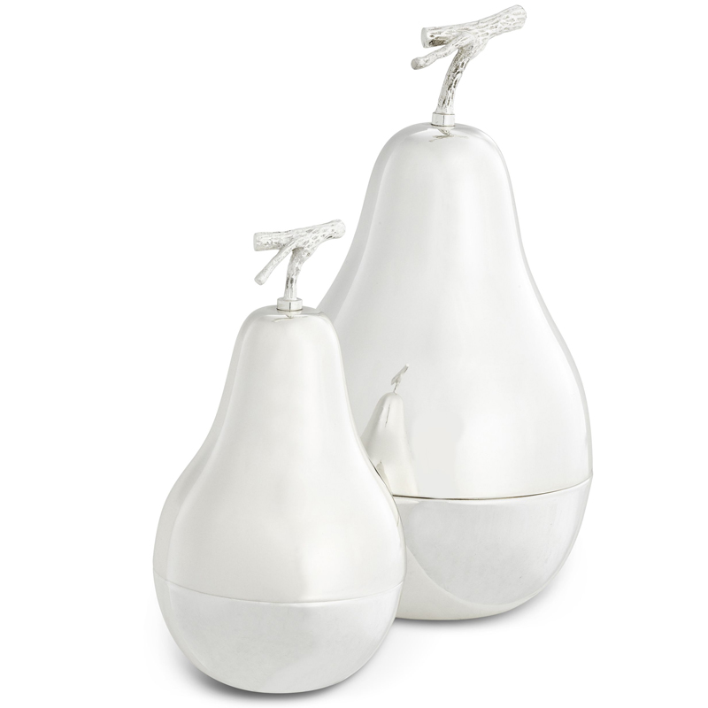Комплект шкатулок Eichholtz Box Pear Set of 2 Silver Серебряный Комплект шкатулок Eichholtz Box Pear Set of 2 Silver Серебряный во Владивостоке | Loft Concept
