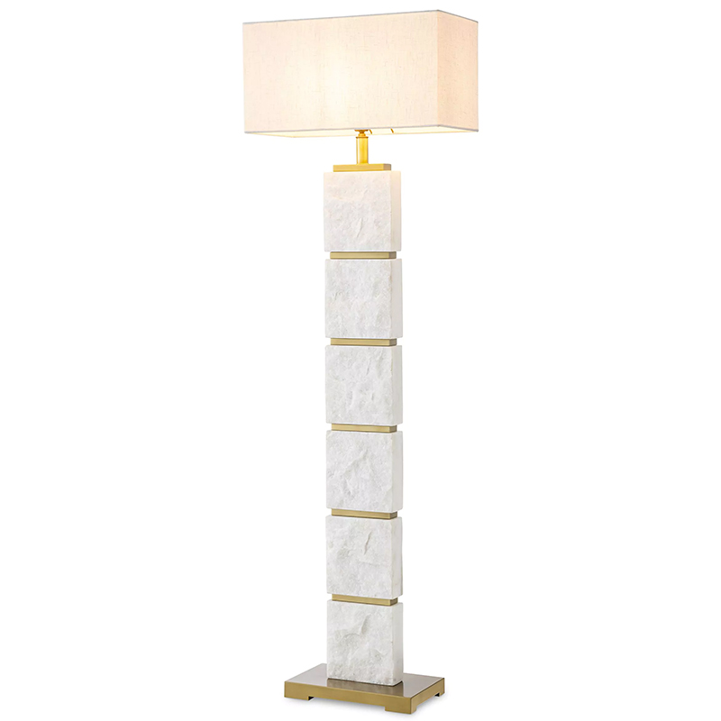 Торшер Eichholtz Floor Lamp Newton Marble Белый Мрамор Bianco Кремовый Латунь во Владивостоке | Loft Concept 