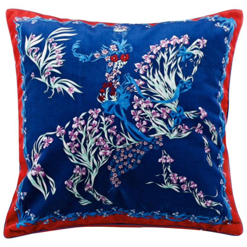 Декоративная подушка Hermes Horse 117 Синий Красный Мульти Декоративная подушка Hermes Horse 117 Синий Красный Мульти во Владивостоке | Loft Concept