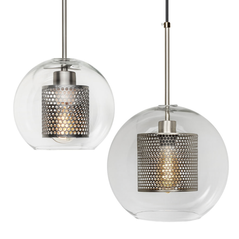 Perforated Vessel Pendant Lamp Nickel Ball Никель Прозрачное Стекло во Владивостоке | Loft Concept 